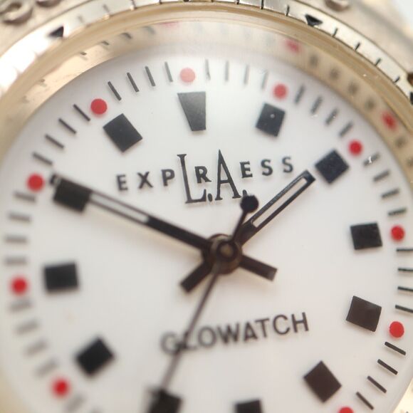 Express LA 40mm Glow Watch White Backlight Dial Black Leather w New Battery - Picture 8 of 16